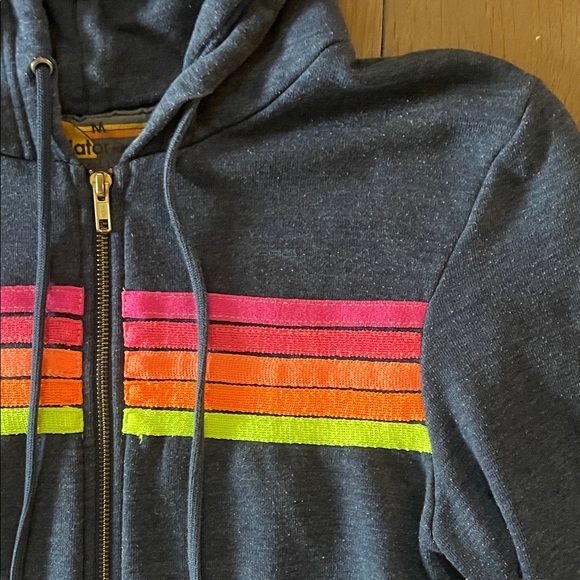 Aviator Nation 5 Stripe Navy Hoodie- M - Picture 3 of 11